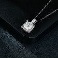 wholesale S925 silver gold-plated square bezel set necklace with new 25ct cushion cut moissanite-0-2