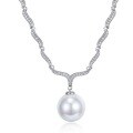 wholesale S925 silver 16mm round white pearl pendant cross-border new European minimalist style 42cm necklace-0-5