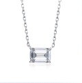 wholesale S925 Silver New Pagoda-Cut Necklace for Women with High-Carbon Diamond Olive-Shaped Diamond Stackable Collarbone Chain-0-1