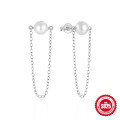 wholesale 925 Sterling Silver Hot-Sell Pearl and Diamond Drop Earrings with Chain Tassel-0-8