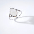 wholesale 925 Silver Plated with White Gold, Dunli Jewelry New White Shell Ring, Natural Stone, Simple and Elegant Women's Ring-0-0