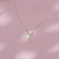 wholesale 10K Gold with Natural Moonstone Pendant and Zircon Accent Princess Necklace-0-1