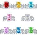 wholesale S925 Sterling Silver 4ct Square Diamond Ring with High-End Feel, 8*11mm Square Fire and Ice Cut Ring-0-0
