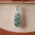 wholesale S925 Silver Inlaid Factory Wholesale New Natural Jadeite A-Grade Ice-Type Blue Water Four-Season Bean Lucky Bean Pendant for Gift-0-2