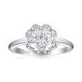 wholesale S925 Sterling Silver Four Leaf Clover Ring Women's High-End Light Luxury Cross-Border Jewelry Accessories Heart Silver Ring European and American Silver Jewelry Ring-0-1