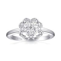 wholesale S925 Sterling Silver Four Leaf Clover Ring Women's High-End Light Luxury Cross-Border Jewelry Accessories Heart Silver Ring European and American Silver Jewelry Ring-925 Silver Platinum US Size 10#