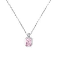 wholesale S925 Sterling Silver Oval-Shaped Shuimo Jade Square 8A Zircon Heart Flower Marquise Pendant Necklace for Women-Platinum and Pink Diamond DY190930-SW-PK 925 Silver