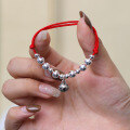 wholesale S925 Sterling Silver Beaded Bell Red String Bracelet for Women, Small Niche Design Birthday Year Gift for Girlfriend, Hand Rope Accessory-0-3
