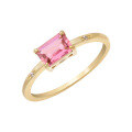 wholesale 10K Gold Inlaid Rectangular Tourmaline Gentle Elegance Style Ring for Women Factory Direct Supply Custom Orders Available-0-4