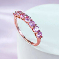 wholesale S925 Silver New Minimalist High Carbon Diamond Pink Diamond Ring for Women, 7-Row Diamond Ring, Live Streaming Drop Shipping-R905 Pink Diamond No. 7