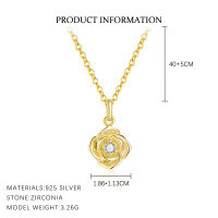 wholesale S925 Sterling Silver European And American Cross-border Rose Earrings For Women, Bohemian Style, Exquisite And Versatile, Light Luxury Zircon Fashion Trend Earrings-A4027-Gold 925 Silver