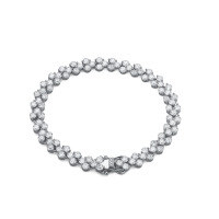 wholesale 925 Silver Cross-Border Moissanite 30 Triangle Fashion Unisex Tennis Bracelet forE-commerce-Silver with zirconium and platinum 6.5 inches