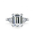 S925 Silver 4ct Emerald-Cut Moissanite Ring Women's Luxury Rectangular Prong Setting-0-4