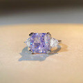 wholesale Sterling Silver 5ct Lavender Purple High CZ Radiant Cut Zircon Ring for Women-0-1