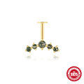 wholesale S925 Sterling Silver Geometric Moss Agate Flat Head Threaded Vertical Ear Cartilage Stud, a Hot-Selling-0-8
