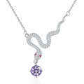 925 Sterling Silver 1ct Moissanite Snake Pendant Necklace, Cross-border New-0-12