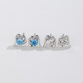 wholesale S925 Sterling Silver Fashion Mushroom Stud Earrings Women's Blue Zircon Heart-shaped Earrings Cross-border New Accessories-0-0