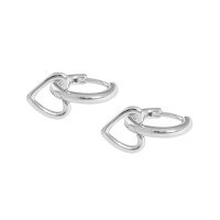 wholesale S925 Sterling Silver Korean Version Ins Minimalist Design Versatile Heart and Circle Earrings for Women-Platinum 925 silver