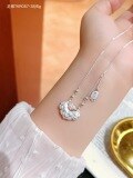 wholesale 999 Pure Silver Butterfly Tassel Four-Leaf Clover Necklace for Women, Small Batch Design, High-End Feel, Light Luxury Collarbone Chain, Gift for Girlfriend-0-22