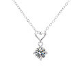 wholesale S925 Sterling Silver Moissanite Heart Pendant Necklace Women's Versatile Collarbone Chain Factory Direct-0-4