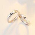 wholesale 925 Sterling Silver Wushan Canghai Couple Rings, Men and Women, Ins Niche Design, High-End Sense, Mountain and Sea Pledge Creative Pair Rings-0-3