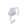 wholesale 925 Sterling Silver Heart-shaped Full Diamond Ring for Women, Fashionable, Simple and Versatile, Niche and High-end Feeling Love Open Ring Jewelry-0-4
