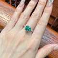wholesale S925 Sterling Silver High-Carbon Diamond 8*8mm Chunky Square Emerald Green Ring for Women, Fashionable and Versatile for Daily Wear-0-3