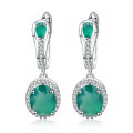 wholesale S925 Silver Natural Green Agate Elegant Earrings Fashionable Gemstone Crystal Ear Accessories-0-4