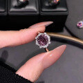wholesale S925 Sterling Silver Imported High Carbon Diamond 8*8mm Millennium Rose Cut Purple Diamond Women's Ring-0-0