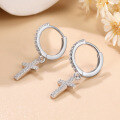 wholesale S925 silver plated with 18K gold cross earrings, moissanite stud earrings, fashionable and stylish pure silver earrings-0-2