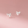 wholesale S925 Sterling Silver Ribbon Bow Ear Studs Sweet Bow Line Twist Screw Helix Earrings M06683-0-4