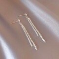 wholesale S925 Sterling Silver Korean-style Long Iridescent Coastline Fringe Ear Thread with Silver Fine Glitter Stardust Earrings-0-0