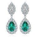 wholesale Metal material first: 2-carat high-carbon diamond earrings with a luxurious and sophisticated feel, featuring water-drop Paraiba gemstones measuring 7*11 from Shipei Jewelry-0-5