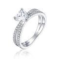 wholesale 925 Sterling Silver Cross-Border European and American Bow Ring with High-End Sense of Light Luxury and Zircon Heart Wedding Ring-0-0