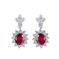 wholesale S925 Sterling Silver Cross-Border New Style Pigeon Blood Cultivated Ruby Earrings for Women, Luxury Colored Gemstone High-End Ear Wholesale Customization-0-4