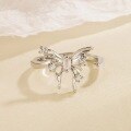 wholesale 925 Sterling Silver 3D Butterfly Open Adjustable Ring for Women, Light Luxury Elegant Fashion Versatile Non-Tarnish Index Finger Ring-0-0