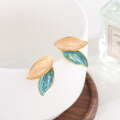 wholesale S925 Sterling Silver Minimalist Blue Leaf Earrings, Fresh, Gentle, Versatile, Ethereal, and Unique Ear Accessories-0-1