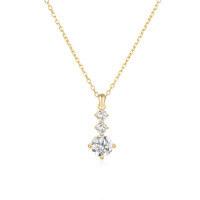 wholesale S925 Sterling Silver Small And Large Zircon Inlaid Zircon Four-prong Collarbone Necklace, Women's Cross-border Pendant Necklace,ins-Gold 925 silver