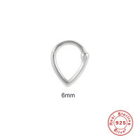 wholesale S925 Sterling Silver Egg-Shaped Smooth Piercing Cartilage Hoop Earring Nose Stud-Single platinum-6mm