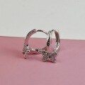 wholesale 925 Sterling Silver New Style Personalized Butterfly Micro-Set Fashionable High-End Zirconia Niche Cross-Border Sweet Hoop Earrings-0-3