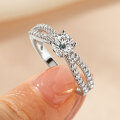 Zirconium Crossed Arms Light Luxury Cocktail Ring, Xiaohongshu Style-0-20