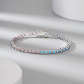 wholesale S925 Sterling Silver Cloud Link Bracelet with Blue and Pink Zircon, Fashionable and Versatile Cross-Border Bestseller for Wholesale-0-3