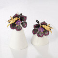 wholesale 925 Silver Secret Garden Designer Natural Amethyst Earrings Birds and Flowers Natural Gemstone Stud Earrings-0-1