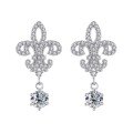 Sterling Silver Iris Flower Moissanite Earrings with Diamond Accents-0-3