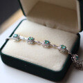 wholesale S925 sterling silver plated with 18k gold minimalist luxury natural emerald bracelet for women live stream supply-0-3