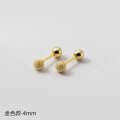 wholesale 925 Sterling Silver Matte Bead Stud Earrings Light Bead Threaded Bead Women's Round Bead Small and Exquisite Temperament Ins Style Earrings M01518-0-8