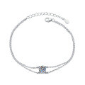 S925 Silver Double-Layer 1ct Moissanite Four-Prong Bracelet for Women-0-4