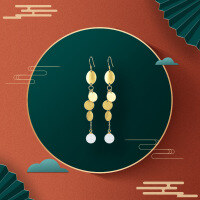 wholesale S925 sterling silver women's stud earrings with European and American style round layered long fringe tassels, slimming, personalized, and fashionable-Gold earrings>925 silver