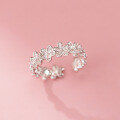 wholesale 925 Sterling Silver Small Fresh Daisy Open Ring Sweet Ins Style Full Diamond Five-Petal Flower Ring R02885-0-3