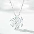 Sterling Silver Necklace with Flower Pendant and Zircon Chain-0-3